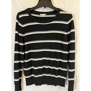 Merona Women’s XL Black & Gray Striped Knit Sweater